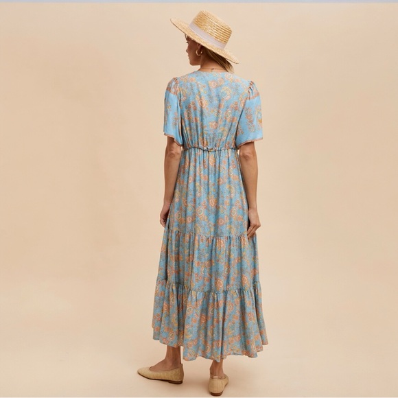 BOHO FLORAL PRINT,MIDI DRESS - Picture 3 of 3